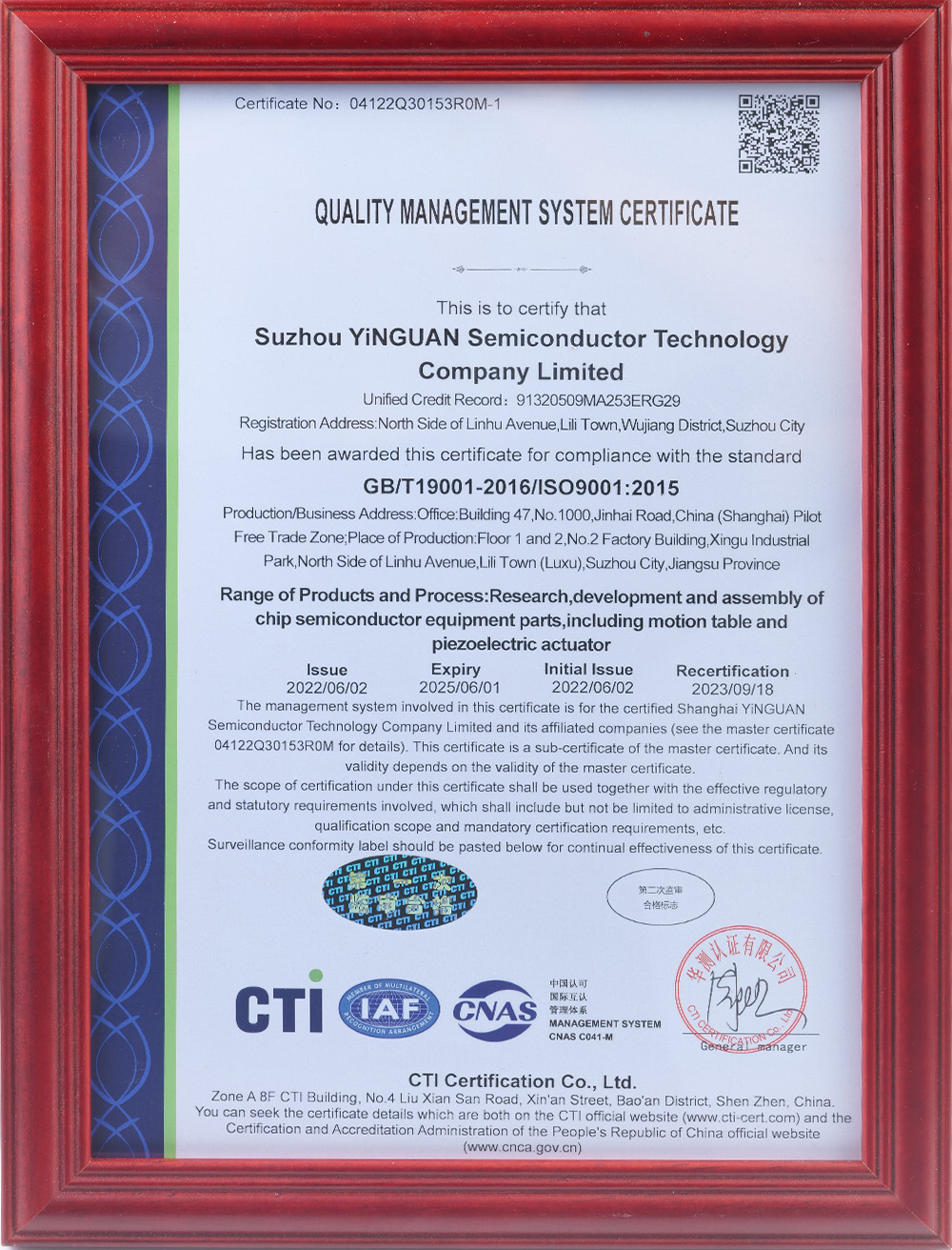 QUALITY MANAGEMENT SYSTEM CERTIFICATE